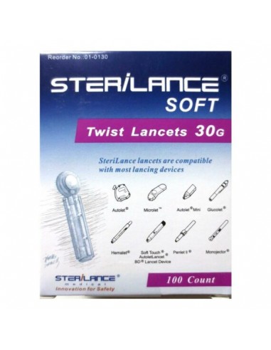 Lancettes Sterilance Soft 30G Aiguille Stérile (Boîte de 100) Tunisie Doctoshop